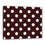 Polka Dots - White on Dark Sienna Brown Canvas 20  x 16  (Stretched)