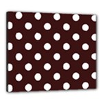 Polka Dots - White on Dark Sienna Brown Canvas 24  x 20  (Stretched)