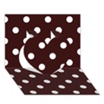 Polka Dots - White on Dark Sienna Brown Heart 3D Greeting Card (7x5)