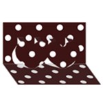 Polka Dots - White on Dark Sienna Brown Twin Hearts 3D Greeting Card (8x4)