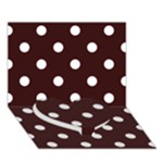 Polka Dots - White on Dark Sienna Brown Heart Bottom 3D Greeting Card (7x5)