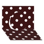 Polka Dots - White on Dark Sienna Brown Circle 3D Greeting Card (7x5)