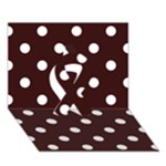 Polka Dots - White on Dark Sienna Brown Ribbon 3D Greeting Card (7x5)