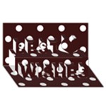 Polka Dots - White on Dark Sienna Brown Best Wish 3D Greeting Card (8x4)