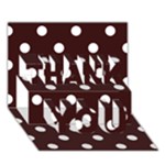 Polka Dots - White on Dark Sienna Brown THANK YOU 3D Greeting Card (7x5)
