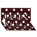 Polka Dots - White on Dark Sienna Brown Merry Xmas 3D Greeting Card (8x4)