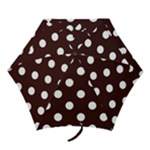 Polka Dots - White on Dark Sienna Brown Mini Umbrella