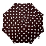 Polka Dots - White on Dark Sienna Brown Hook Handle Umbrella (Large)