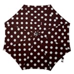 Polka Dots - White on Dark Sienna Brown Hook Handle Umbrella (Small)