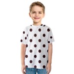 Polka Dots - Dark Sienna Brown on White Kid s Sport Mesh Tee