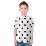 Polka Dots - Dark Sienna Brown on White Kid s Cotton Tee