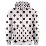 Polka Dots - Dark Sienna Brown on White Men s Zipper Hoodie