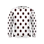 Polka Dots - Dark Sienna Brown on White Kid s Sweatshirt
