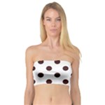 Polka Dots - Dark Sienna Brown on White Bandeau Top