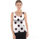 Polka Dots - Dark Sienna Brown on White Tank Top
