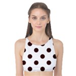 Polka Dots - Dark Sienna Brown on White Tank Bikini Top