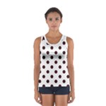 Polka Dots - Dark Sienna Brown on White Women s Sport Tank Top