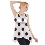 Polka Dots - Dark Sienna Brown on White Side Drop Tank Tunic