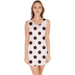 Polka Dots - Dark Sienna Brown on White Bodycon Dress