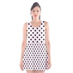Polka Dots - Dark Sienna Brown on White Scoop Neck Skater Dress