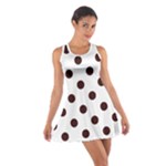 Polka Dots - Dark Sienna Brown on White Cotton Racerback Dress
