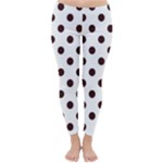 Polka Dots - Dark Sienna Brown on White Winter Leggings