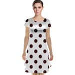 Polka Dots - Dark Sienna Brown on White Cap Sleeve Nightdress