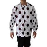 Polka Dots - Dark Sienna Brown on White Hooded Wind Breaker (Kids)
