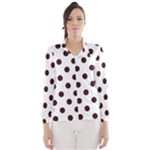 Polka Dots - Dark Sienna Brown on White Wind Breaker (Women)