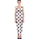 Polka Dots - Dark Sienna Brown on White OnePiece Catsuit