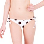 Polka Dots - Dark Sienna Brown on White Bikini Bottom