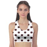 Polka Dots - Dark Sienna Brown on White Women s Sports Bra