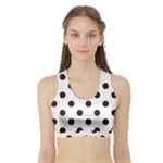 Polka Dots - Dark Sienna Brown on White Women s Sports Bra with Border