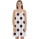 Polka Dots - Dark Sienna Brown on White Women s Reversible Sports Bra with Border