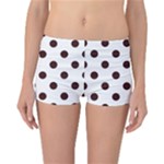 Polka Dots - Dark Sienna Brown on White Reversible Boyleg Bikini Bottoms