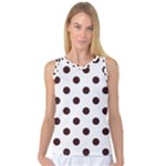 Polka Dots - Dark Sienna Brown on White Women s Basketball Tank Top