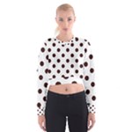 Polka Dots - Dark Sienna Brown on White Women s Cropped Sweatshirt