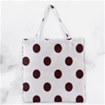 Polka Dots - Dark Sienna Brown on White Grocery Tote Bag