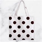 Polka Dots - Dark Sienna Brown on White Zipper Grocery Tote Bag