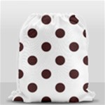 Polka Dots - Dark Sienna Brown on White Drawstring Bag (Small)