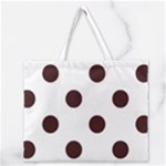 Polka Dots - Dark Sienna Brown on White Zipper Large Tote Bag