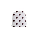 Polka Dots - Dark Sienna Brown on White Drawstring Pouch (XS)