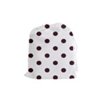 Polka Dots - Dark Sienna Brown on White Drawstring Pouch (M)