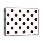 Polka Dots - Dark Sienna Brown on White Deluxe Canvas 14  x 11  (Stretched)