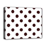Polka Dots - Dark Sienna Brown on White Deluxe Canvas 20  x 16  (Stretched)