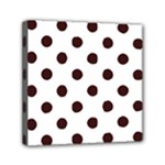 Polka Dots - Dark Sienna Brown on White Mini Canvas 6  x 6  (Stretched)