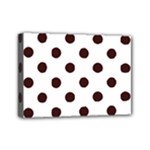 Polka Dots - Dark Sienna Brown on White Mini Canvas 7  x 5  (Stretched)