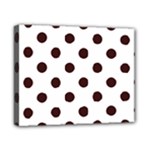 Polka Dots - Dark Sienna Brown on White Canvas 10  x 8  (Stretched)