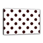 Polka Dots - Dark Sienna Brown on White Canvas 18  x 12  (Stretched)