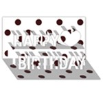 Polka Dots - Dark Sienna Brown on White Happy Birthday 3D Greeting Card (8x4)